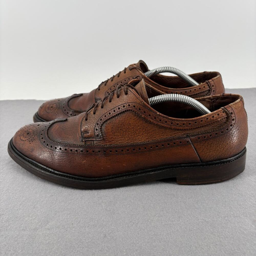Vintage Towncraft Brown Leather Longwing Brogue Wingtip Shoes Mens 11 Derby